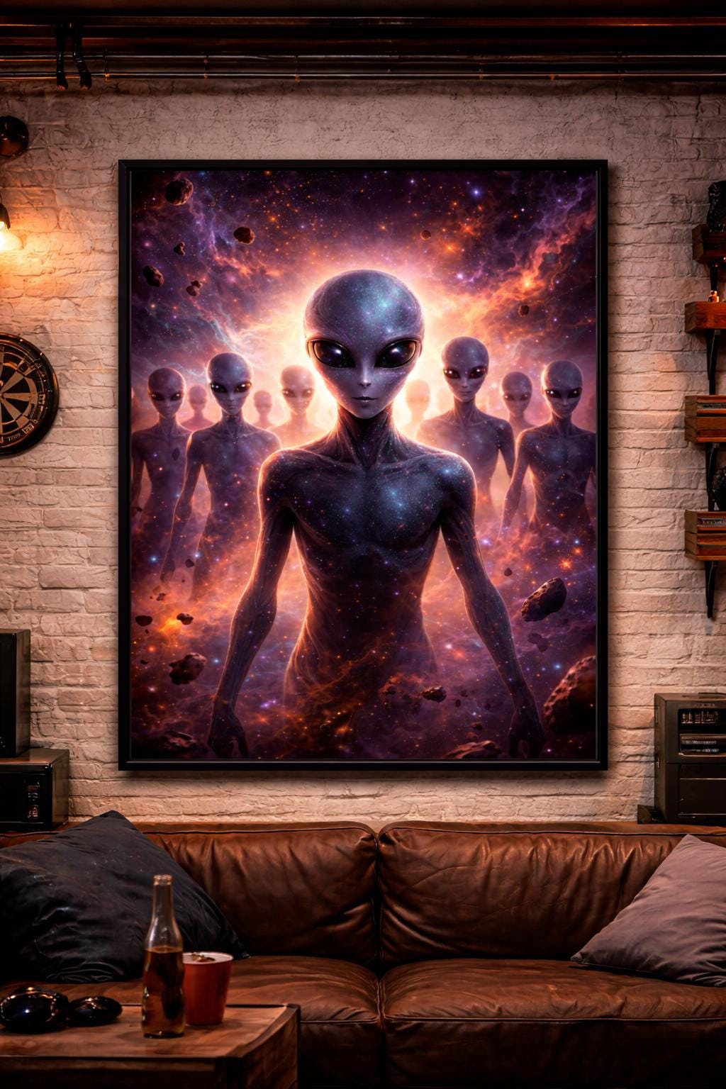 Alien Invasion Wall Art | Sci Fi Alien Group Artwork | Cosmic Space Art Print | Man Cave Garage Decor | Digital Download