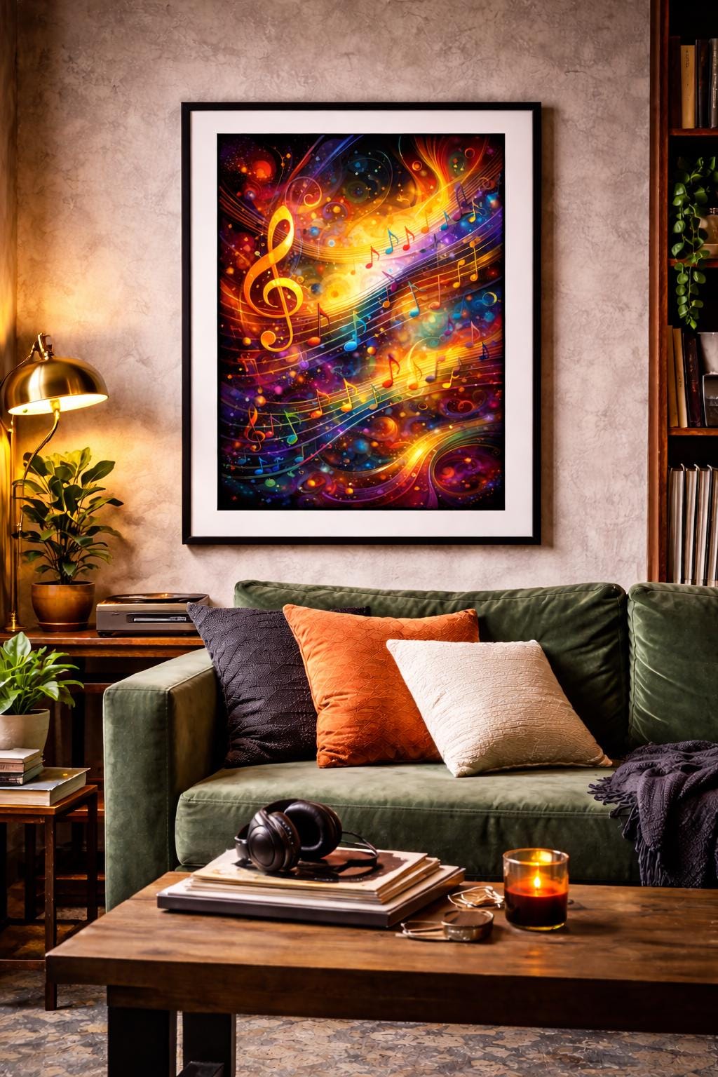 Abstract Music Notes Wall Art, Colorful Musical Notes Artwork, Treble Clef Music Decor, Vibrant Music Printable