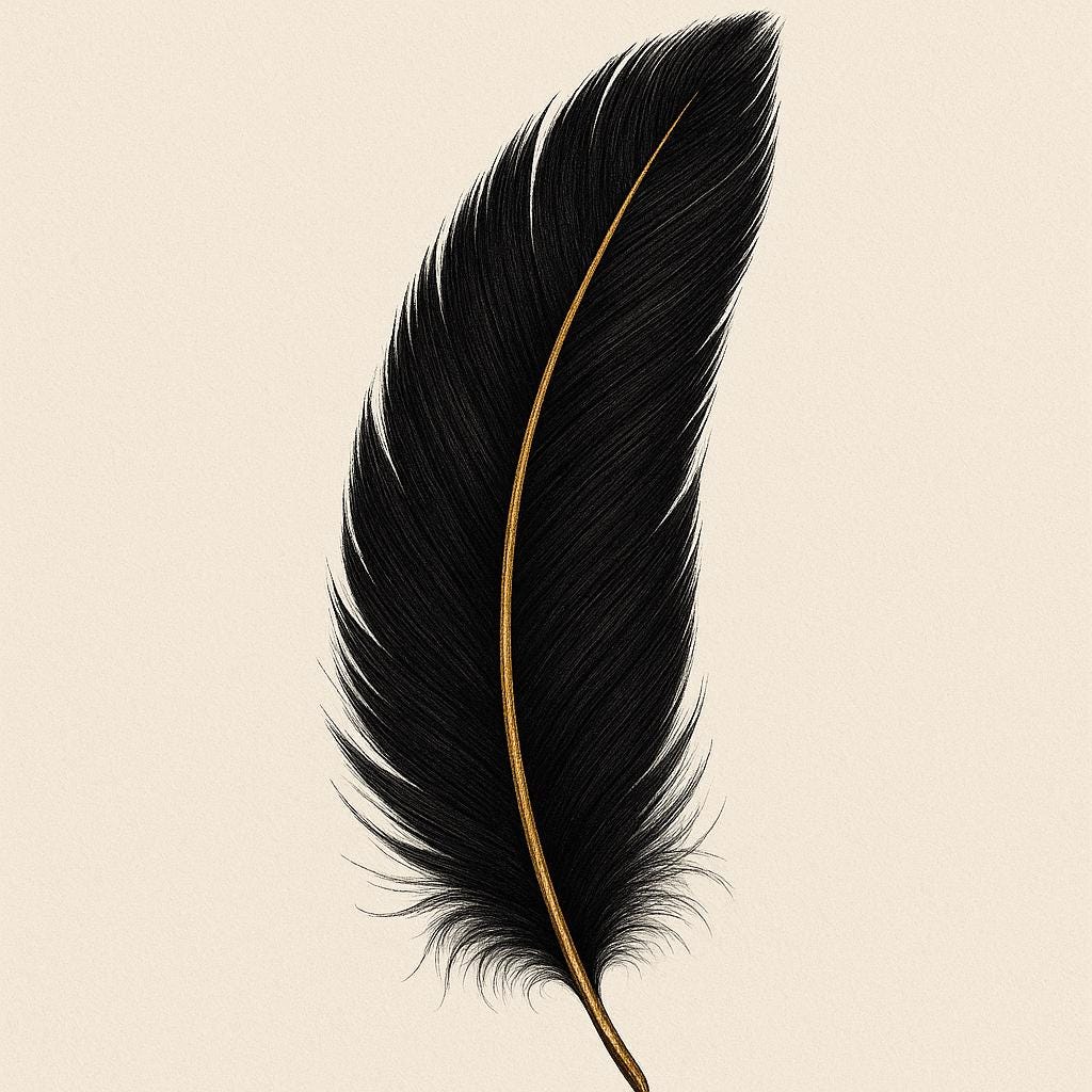 Black Feather Print | Luxury Gold Accent, Minimalist Wall Decor (Digital Download)