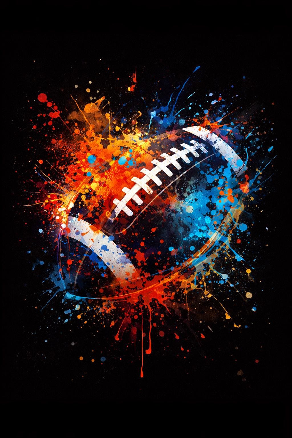 Abstract Football Wall Art, Game Day Paint Splatter Print, Modern Sports Decor, Super Bowl Party Digital Art
