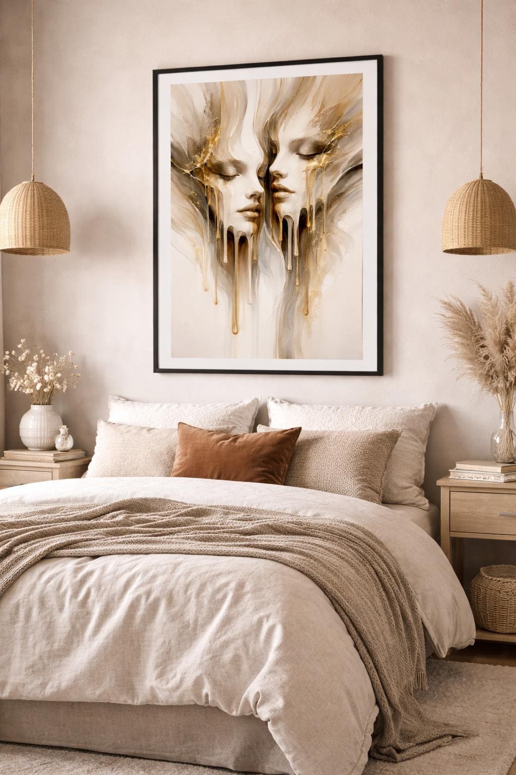 Abstract Melting Faces Wall Art | Modern Surreal Portrait Print | Contemporary Neutral Art | Digital Download