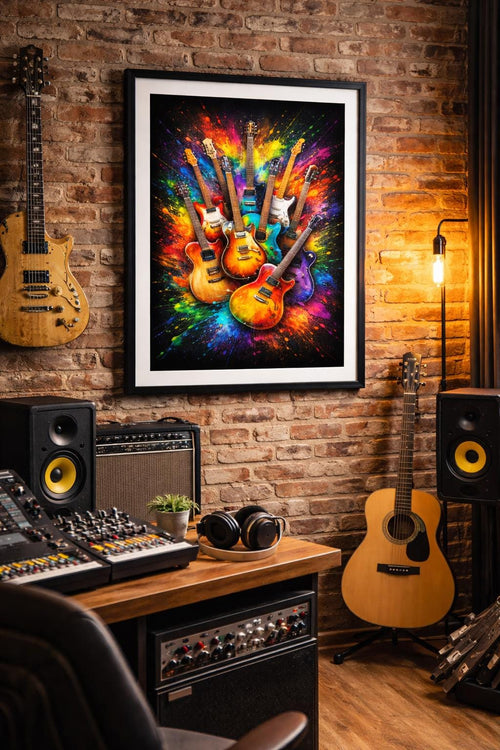 Abstract Guitar Wall Art | Colorful Music Artwork | Guitar Art Print | Music Lover Decor | Digital Download