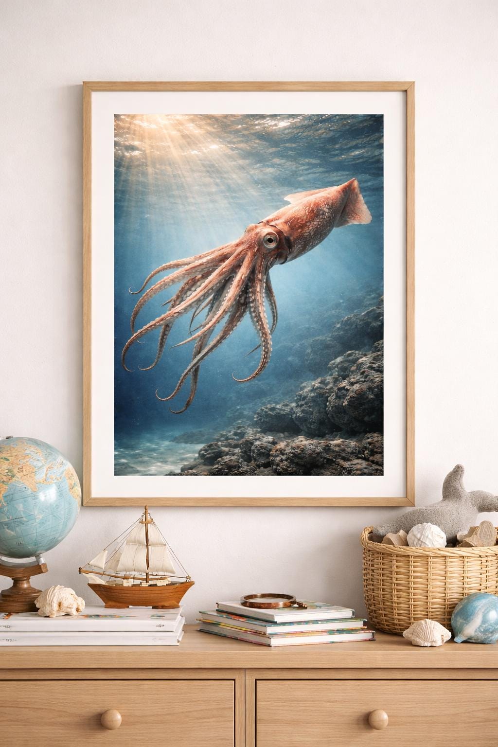 Giant Squid Wall Art Printable | Deep Sea Animal Art | Vintage Ocean Decor | Educational Marine Life Print | Instant Download