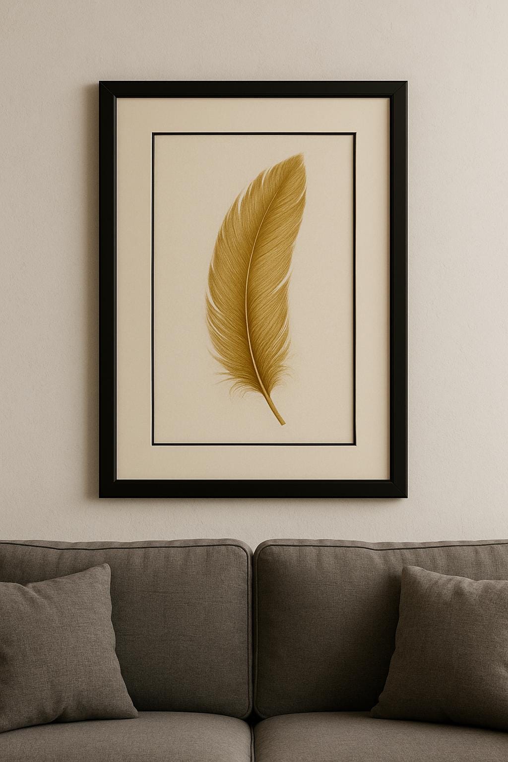 Gold Feather Print | Modern Boho Wall Art (Digital Download)