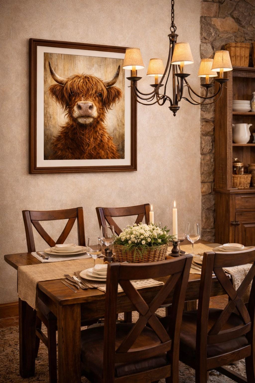 Highland Cow Wall Art, Rustic Farm Animal Print, Country Farmhouse Decor, Cozy Cabin Ranch Artwork Printable