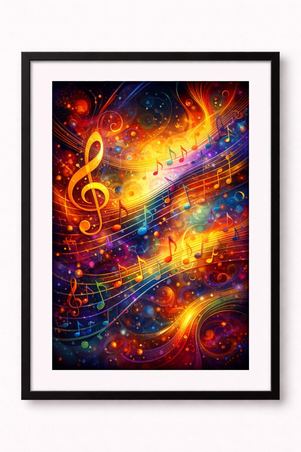 Abstract Music Notes Wall Art, Colorful Musical Notes Artwork, Treble Clef Music Decor, Vibrant Music Printable