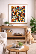 Abstract Cubist Dogs Wall Art Printable, Modern Geometric Dog Art, Colorful Contemporary Pet Artwork Download