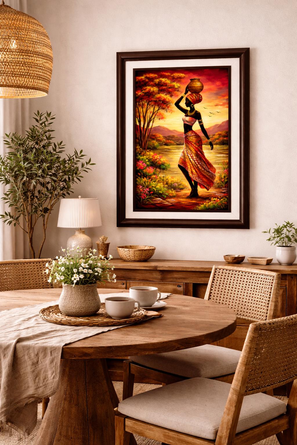 African Woman Sunset Painting | Afrocentric Home Decor (Digital Download)