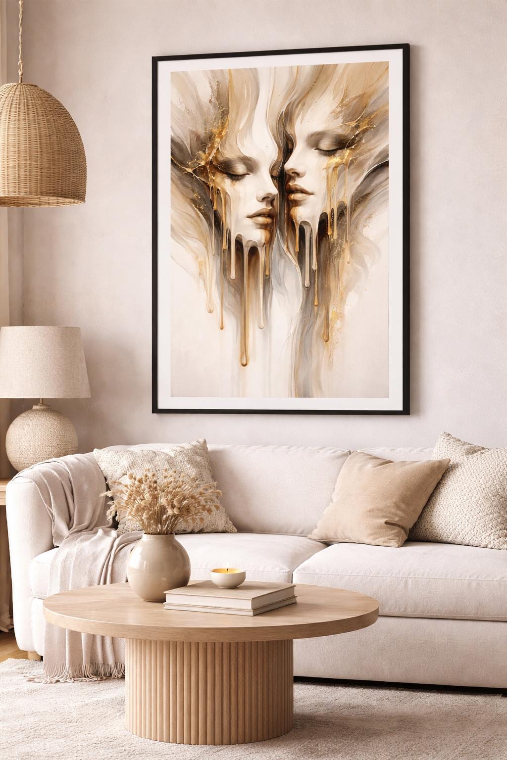 Abstract Melting Faces Wall Art | Modern Surreal Portrait Print | Contemporary Neutral Art | Digital Download
