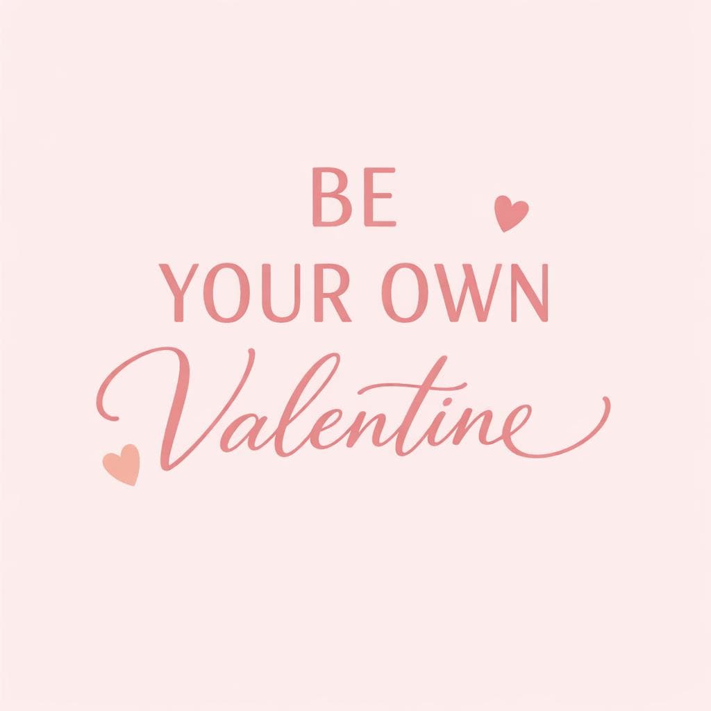 Be Your Own Valentine Printable | Self Love Wall Art | Valentine Quote Poster | Pink Minimal Decor