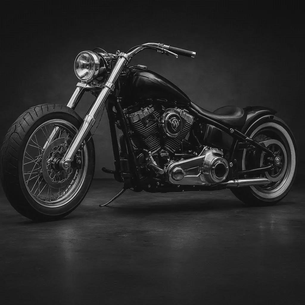 Black Motorcycle Wall Art, Biker Man Cave Decor, Custom Chopper Print, Dark Garage Art, Printable Motorcycle Poster