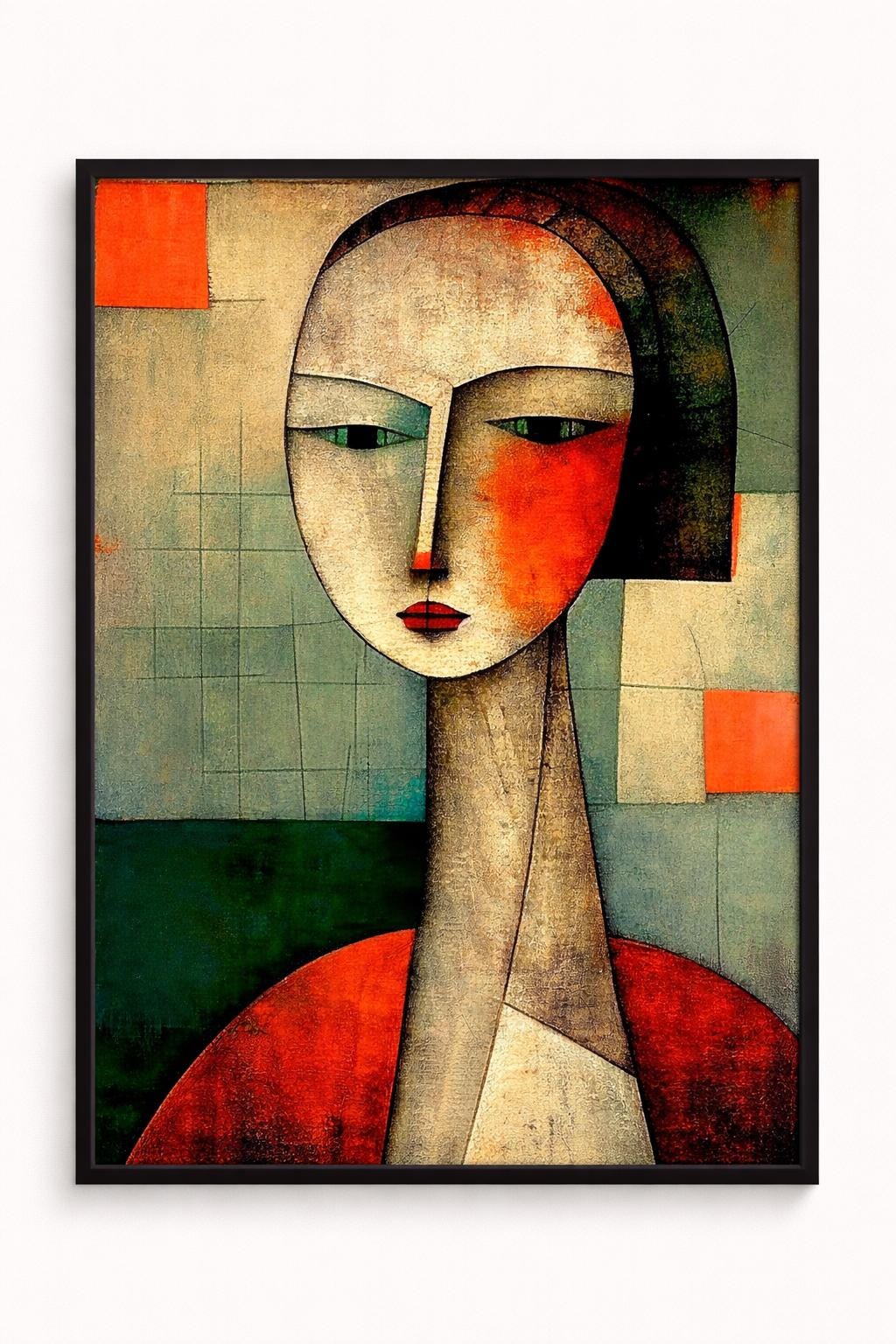 Abstract Cubist Face Wall Art, Modern Portrait Print, Geometric Surreal Art, Contemporary Printable Artwork