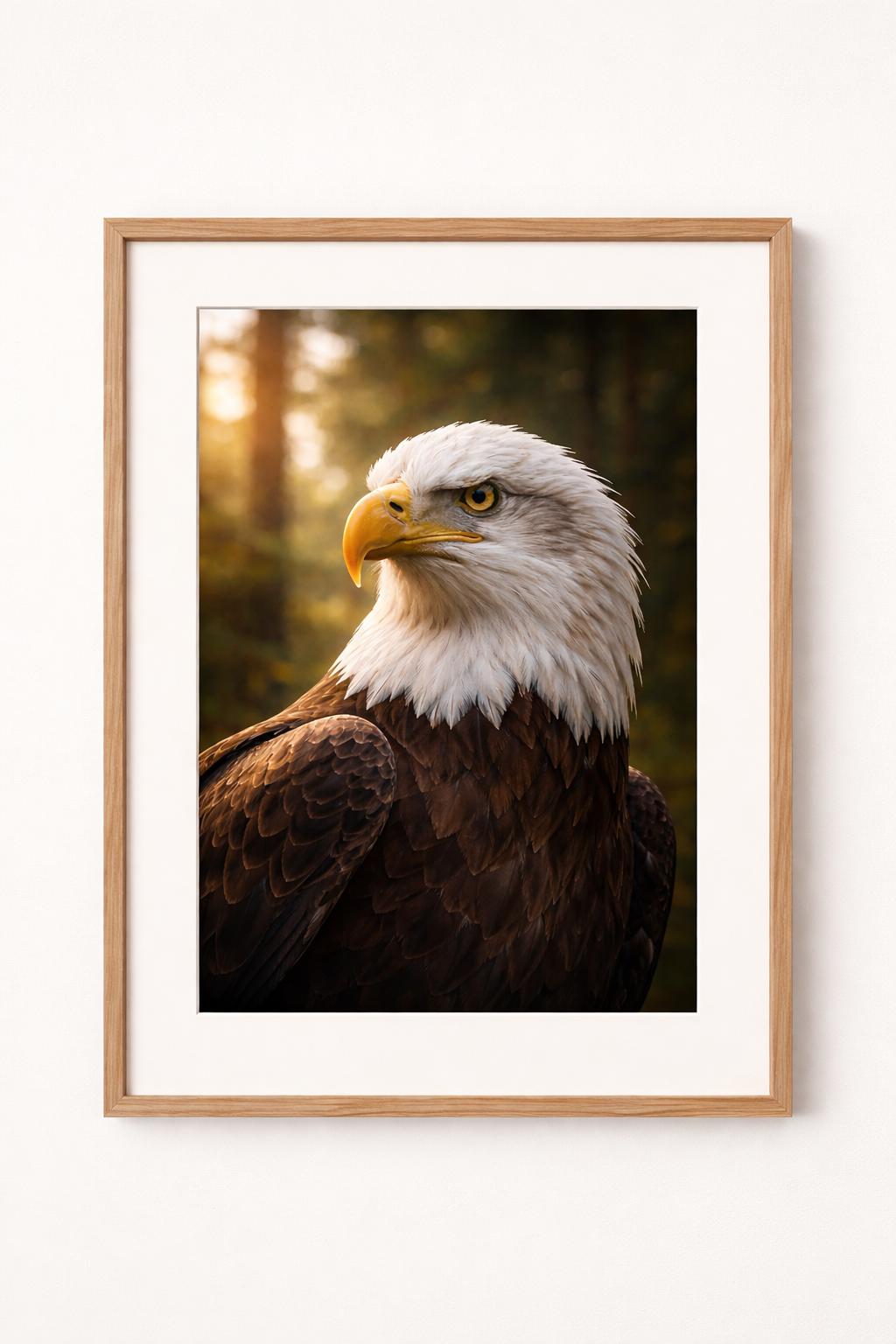 Bald Eagle Wall Art Print, Realistic Wildlife Bird Art, Eagle Portrait Nature Decor, Printable Wall Art Digital Download
