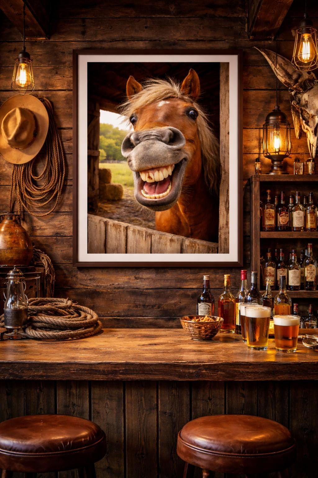 Funny Horse Wall Art, Realistic Horse Teeth Print, Rustic Farm Humor Decor, Western Barn Animal Artwork Printable