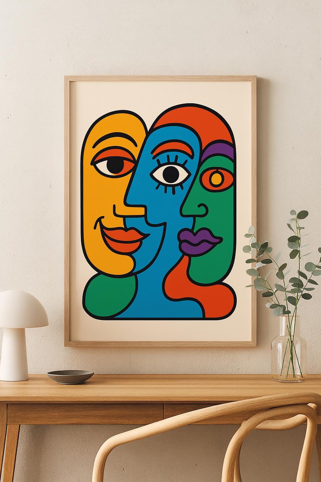 Abstract Faces Art Print | Colorful Psychedelic Illustration (Digital Download)