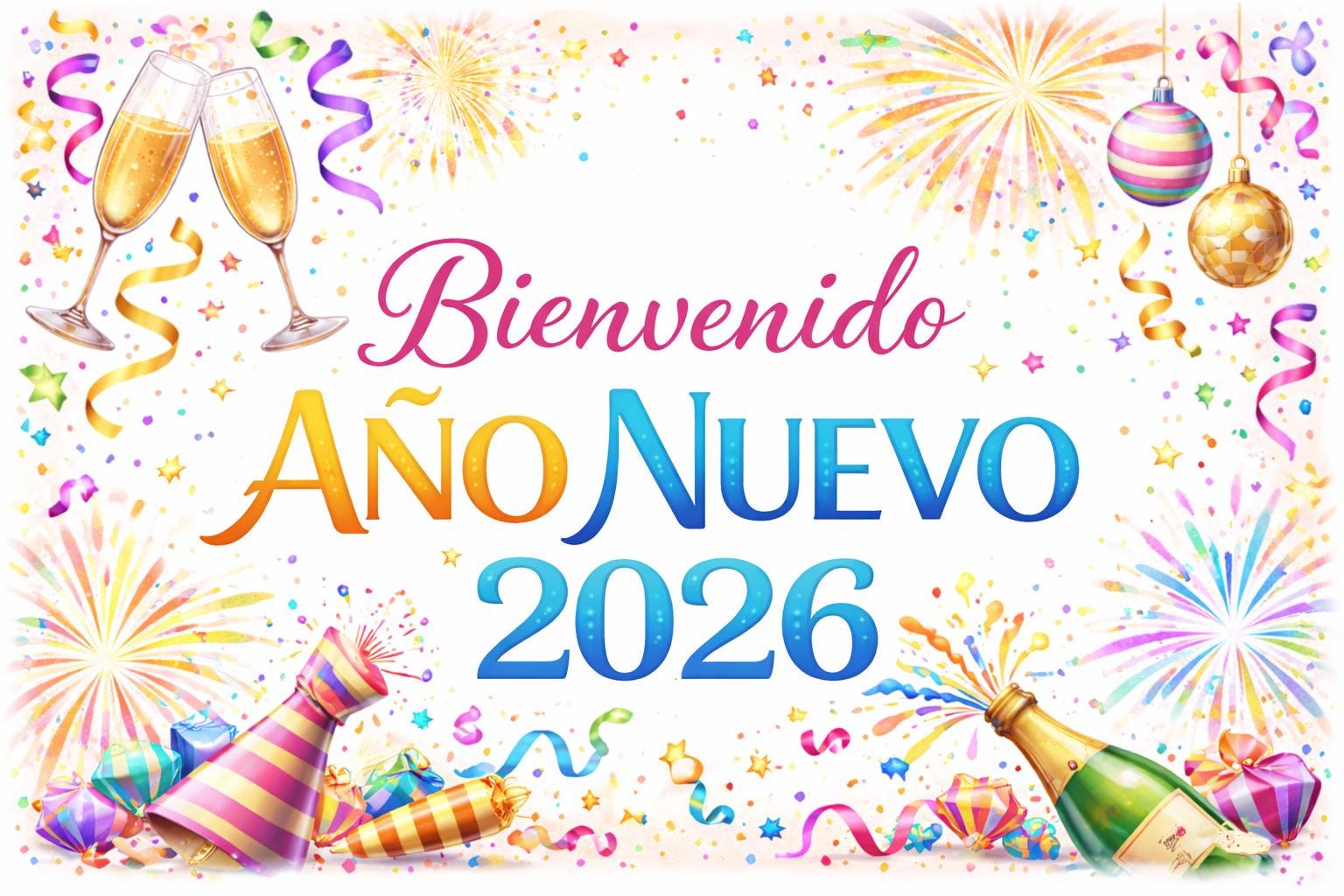 Bienvenido Año Nuevo 2026 Banner Printable | Spanish New Year Banner | Festive Holiday Header | Digital Download Party Decor