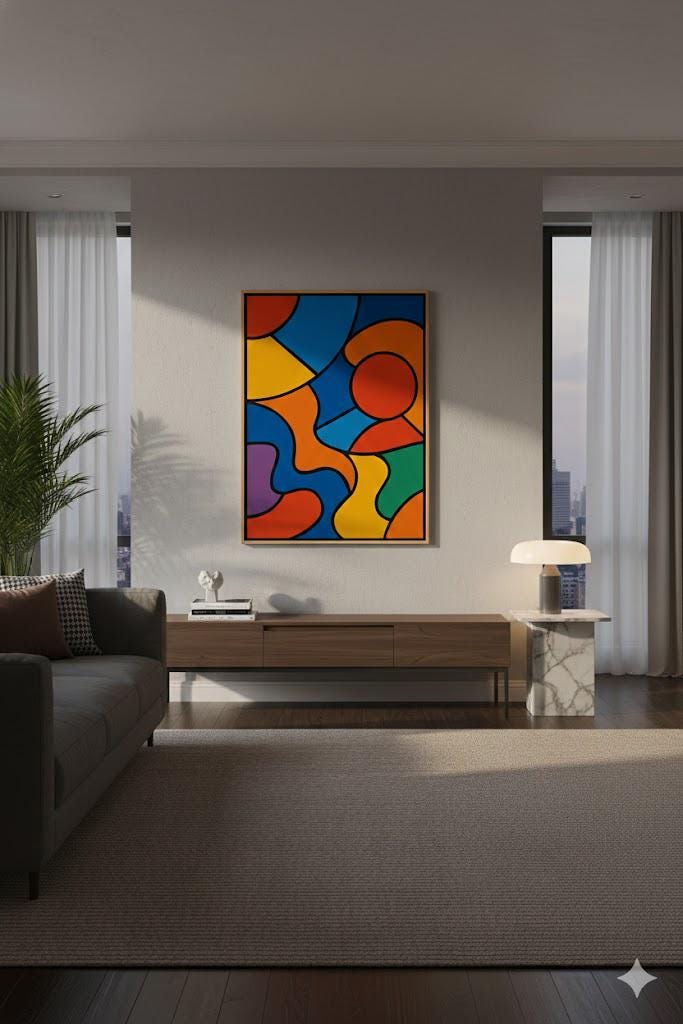 Colorful Abstract Geometric Art, Mid-Century Modern (Digital Download)