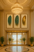 Feather Triptych Wall Art | Elegant Gold Accent Decor (Digital Download)