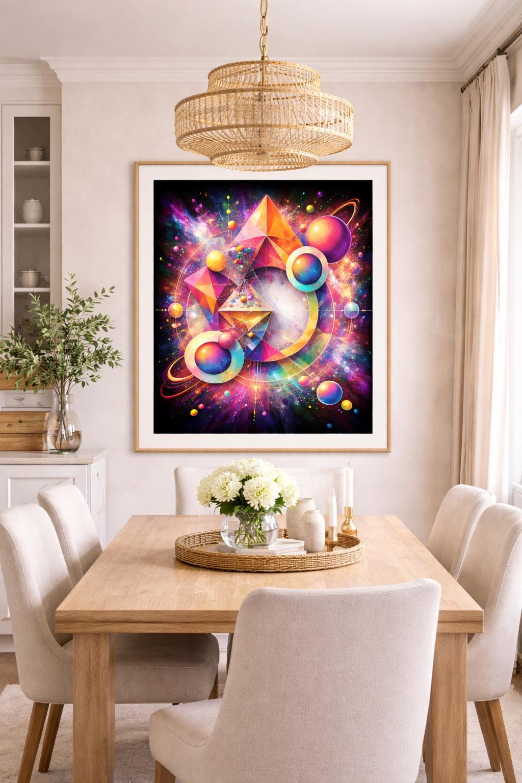 Futuristic Abstract Wall Art Printable | Vibrant Geometric Art | Colorful Cosmic Abstract | Modern Statement Wall Decor