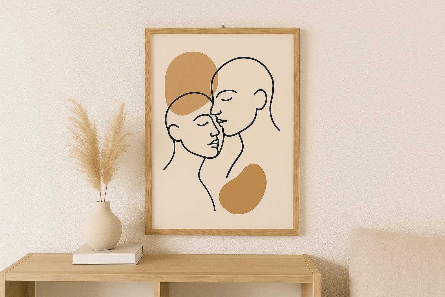 Couples Line Art, Minimalist Lovers, Modern Home (Digital Download)
