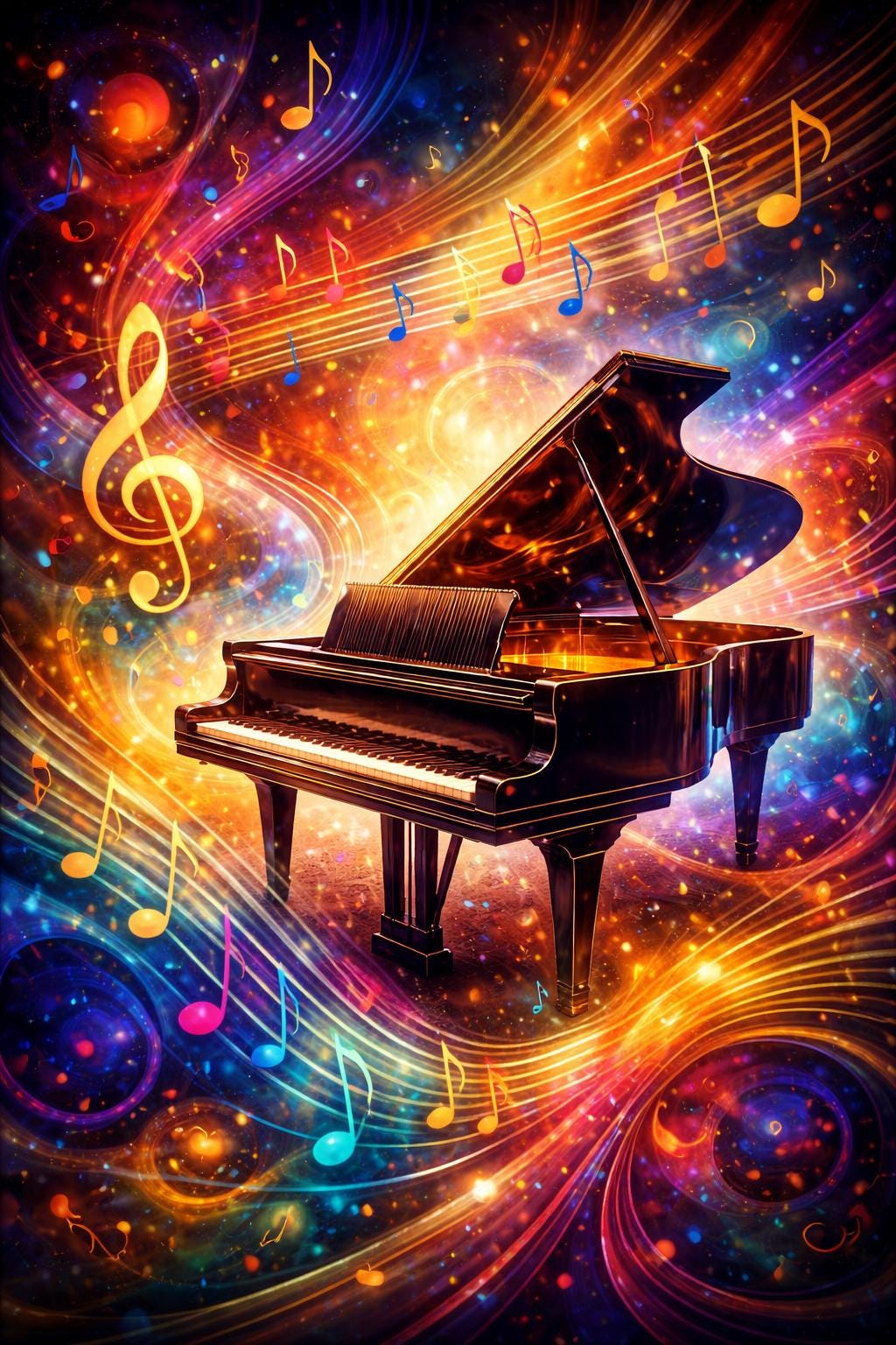 Abstract Piano Music Wall Art, Colorful Music Notes Artwork, Music Studio Decor, Modern Piano Art Print, Printable