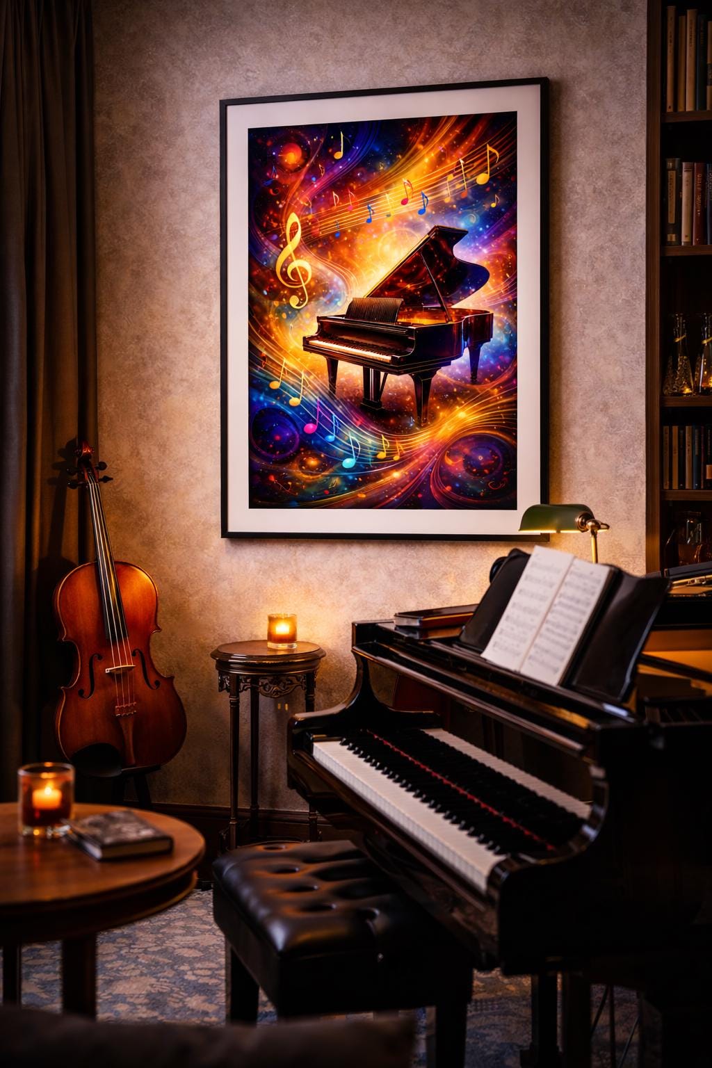 Abstract Piano Music Wall Art, Colorful Music Notes Artwork, Music Studio Decor, Modern Piano Art Print, Printable