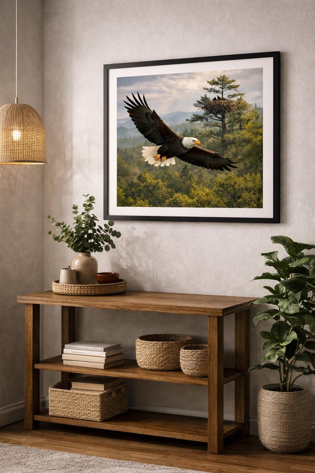 Bald Eagle Flying Wall Art, Eagle in Flight Wildlife Art, Realistic Bird Wall Decor, Nature Printable Digital Download