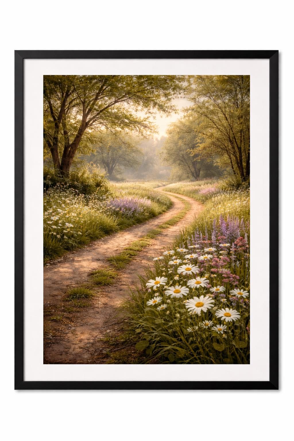 Country Path Wall Art, Wildflower Meadow Landscape, Spring Floral Road Art, Cottage Farmhouse Printable Digital Download