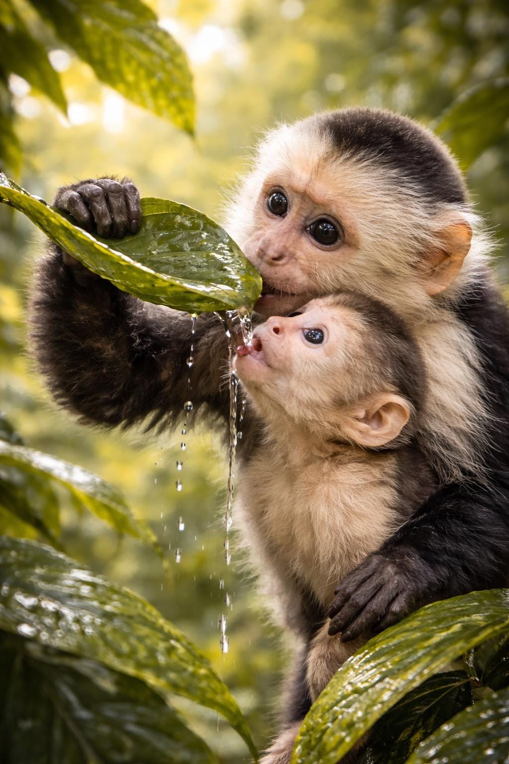 Capuchin Monkey Art | Mother and Baby Rainforest Nursery Art (Digital Download)