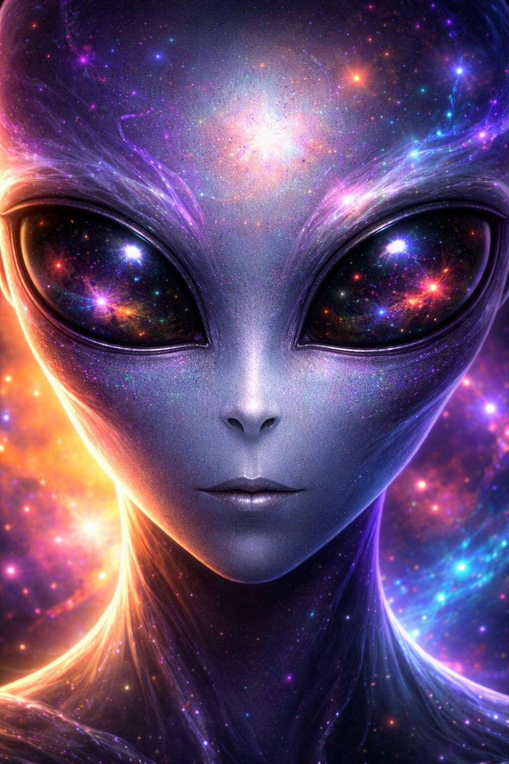 Abstract Alien Wall Art | Sci Fi Alien Face Artwork | Cosmic Space Art Print | Man Cave Garage Decor | Digital Download