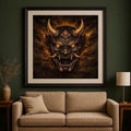 Black and Gold Hannya Mask Wall Art | Japanese Demon Art Printable | Samurai Tattoo Style Decor | Luxury Dark Wall Art
