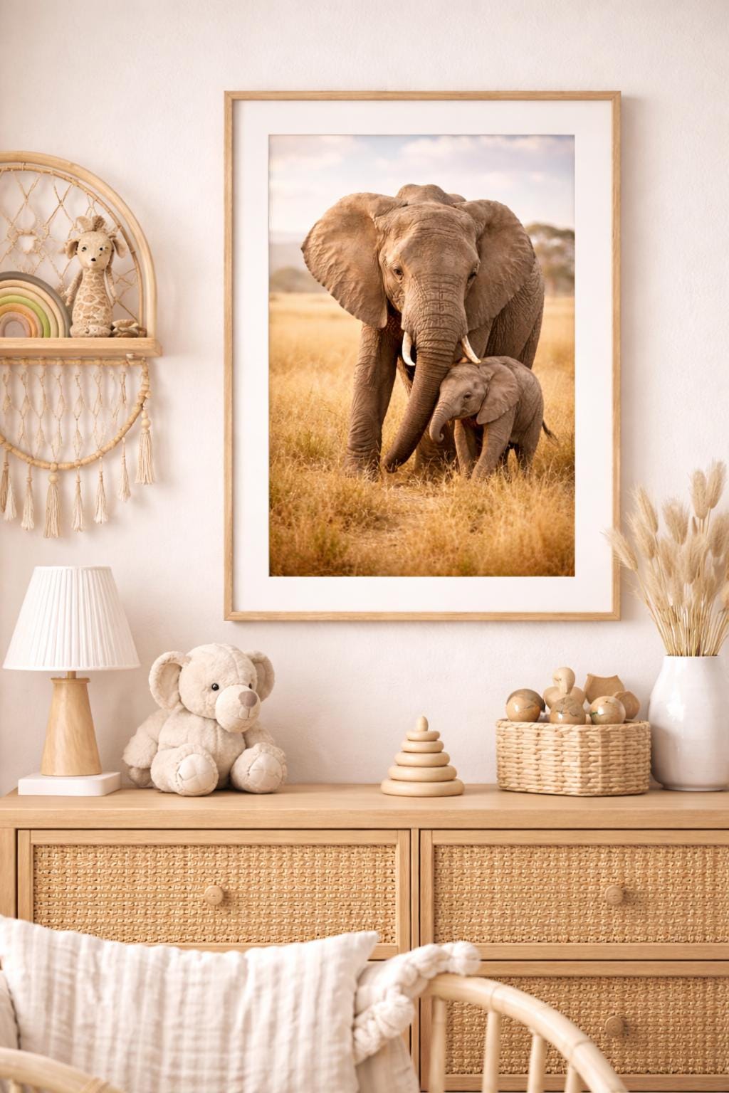 Elephant and Baby Art | Safari Nursery Wall Art (Digital Download)