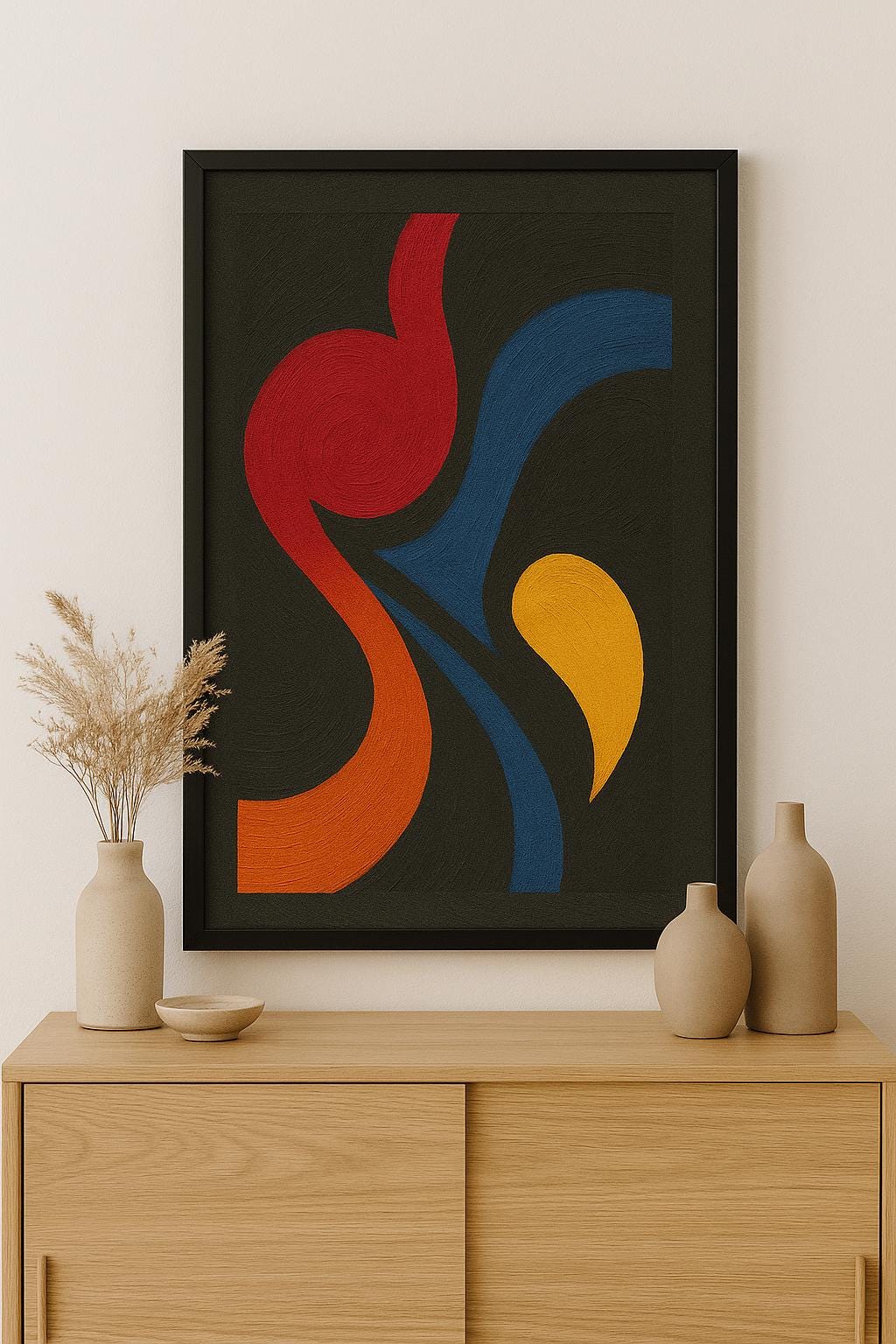 Bold Abstract Wall Art | Black Background Modern Art | Colorful Statement Printable Decor