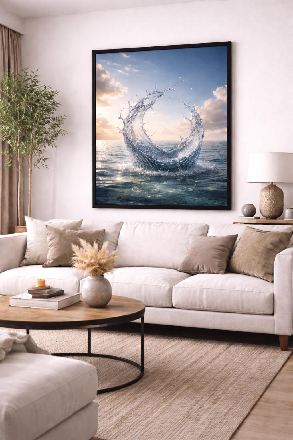 Frozen Water Splash Wall Art, Ocean Wave Freeze Frame, Modern Coastal Photography, Serene Nature Printable Art