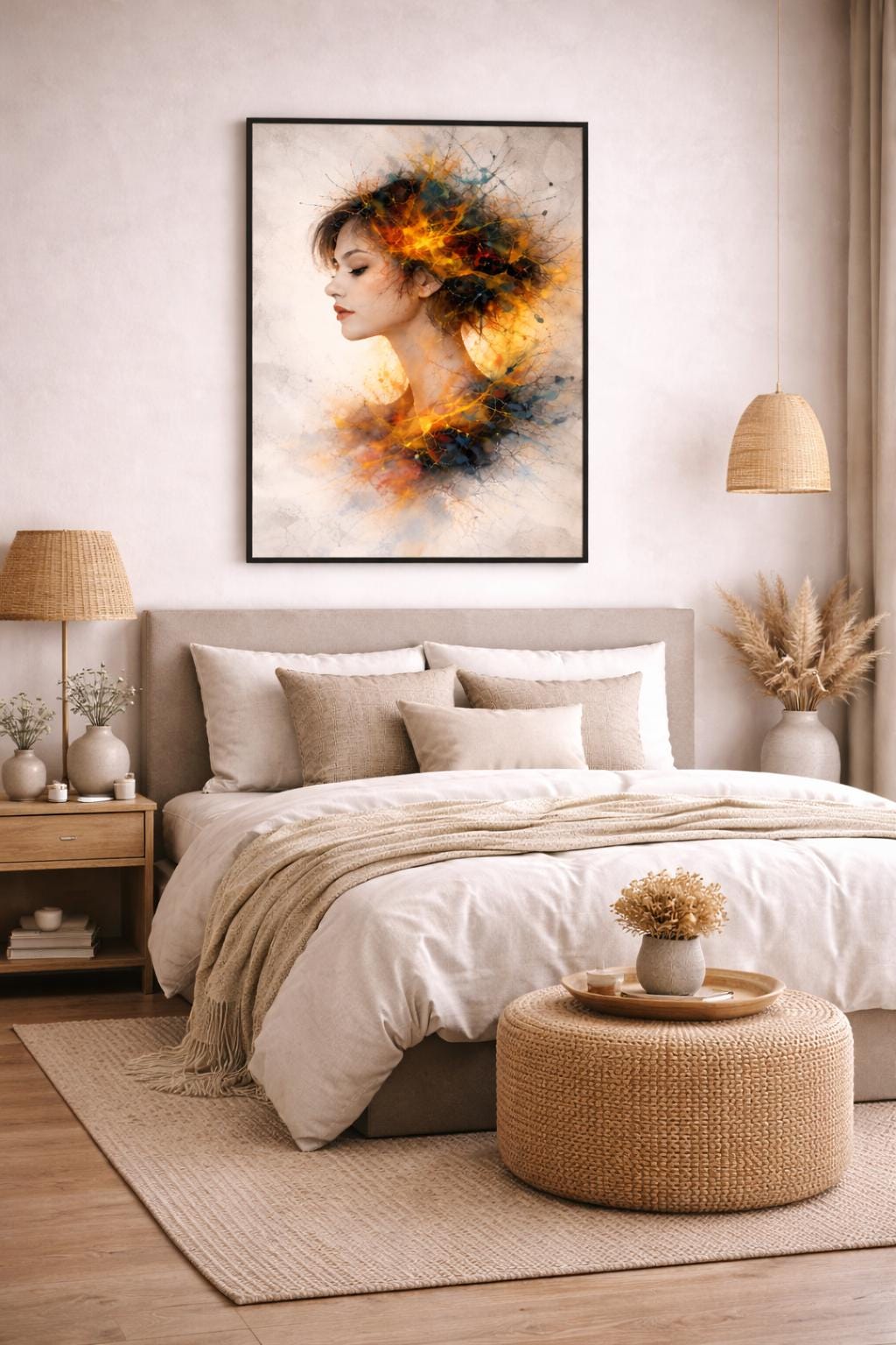 Abstract Woman Profile Wall Art | Left Facing Portrait | Modern Emotional Art | Contemporary Printable Wall Decor