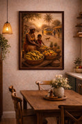African Mother and Child Art | Village Fruit Stand Oil Painting (Digital Download)