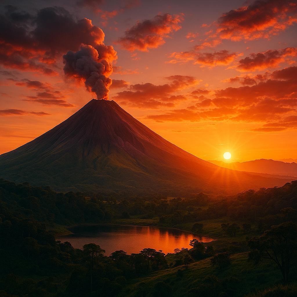 Arenal Volcano Sunset Art Print • Costa Rica Tropical Landscape