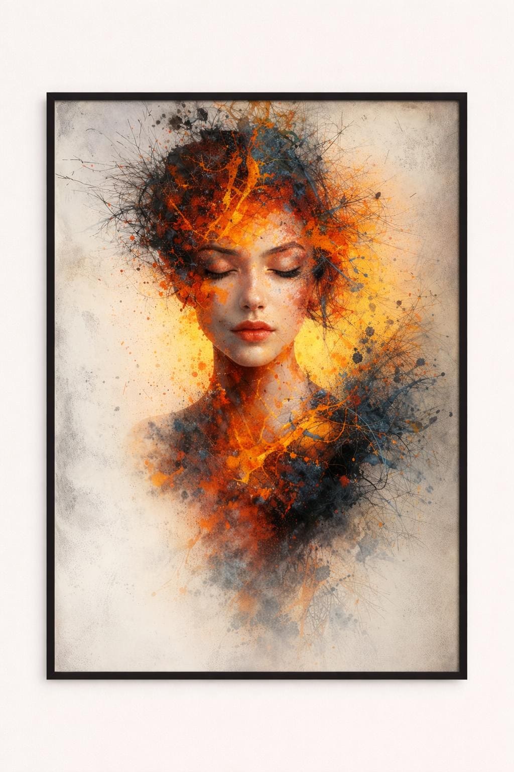 Abstract Woman Portrait Wall Art | Modern Emotional Face Art | Contemporary Color Splash Art | Printable Wall Decor