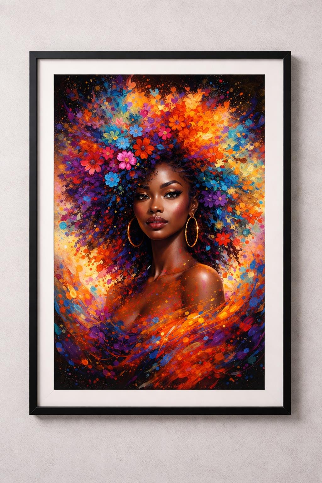Afro Abstract Woman Art Print – Colorful Black Girl Magic Decor (Digital Download)