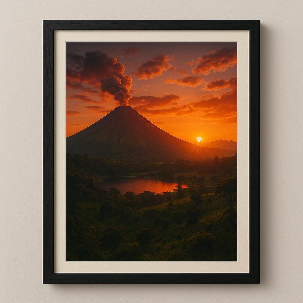Arenal Volcano Sunset Art Print • Costa Rica Tropical Landscape