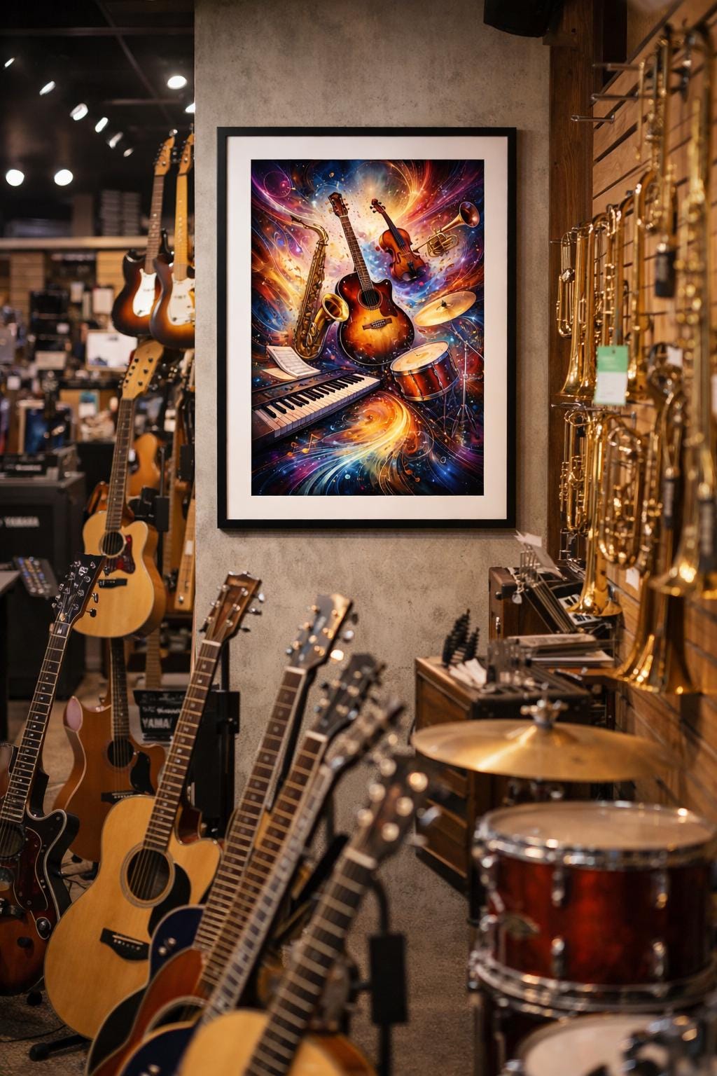 Abstract Musical Instruments Wall Art, Colorful Music Artwork, Vibrant Music Decor, Piano Guitar Violin Art, Printable