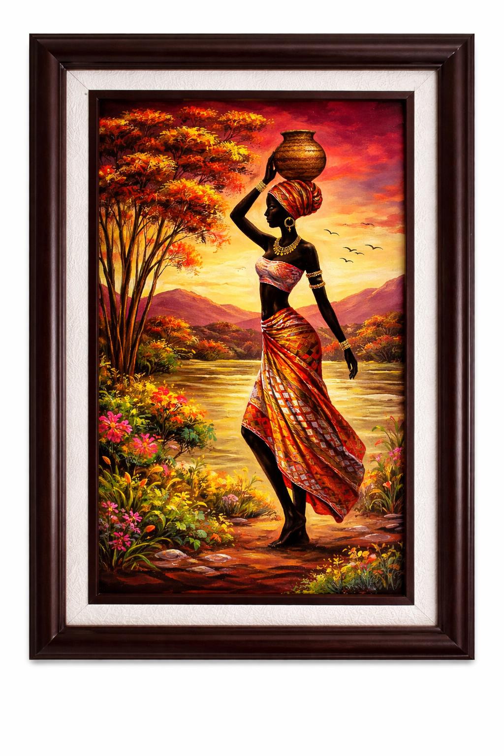 African Woman Sunset Painting | Afrocentric Home Decor (Digital Download)
