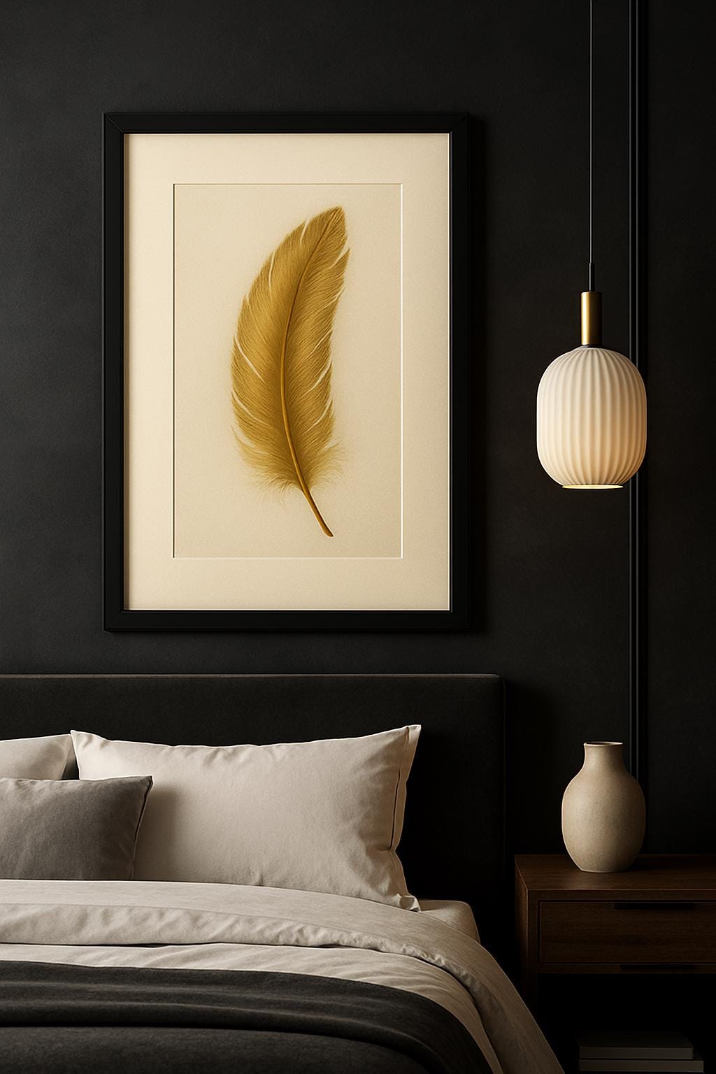 Gold Feather Print | Modern Boho Wall Art (Digital Download)