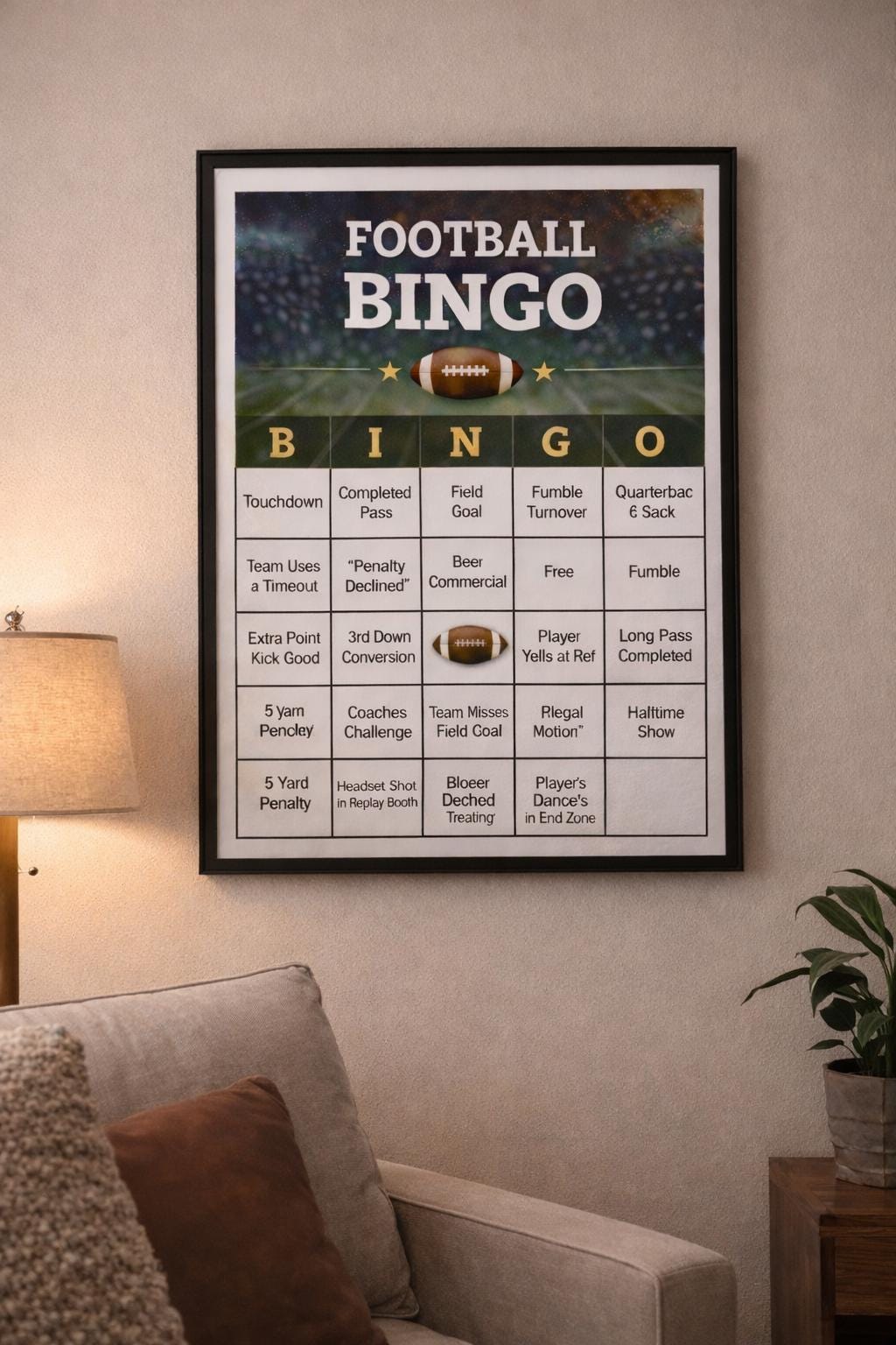 Football Bingo Printable Game | Super Bowl Party Bingo Card | Game Day Football Activity | Instant Download
