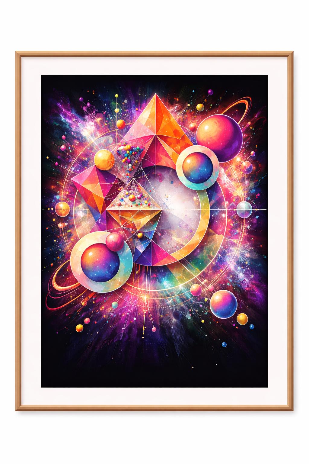 Futuristic Abstract Wall Art Printable | Vibrant Geometric Art | Colorful Cosmic Abstract | Modern Statement Wall Decor