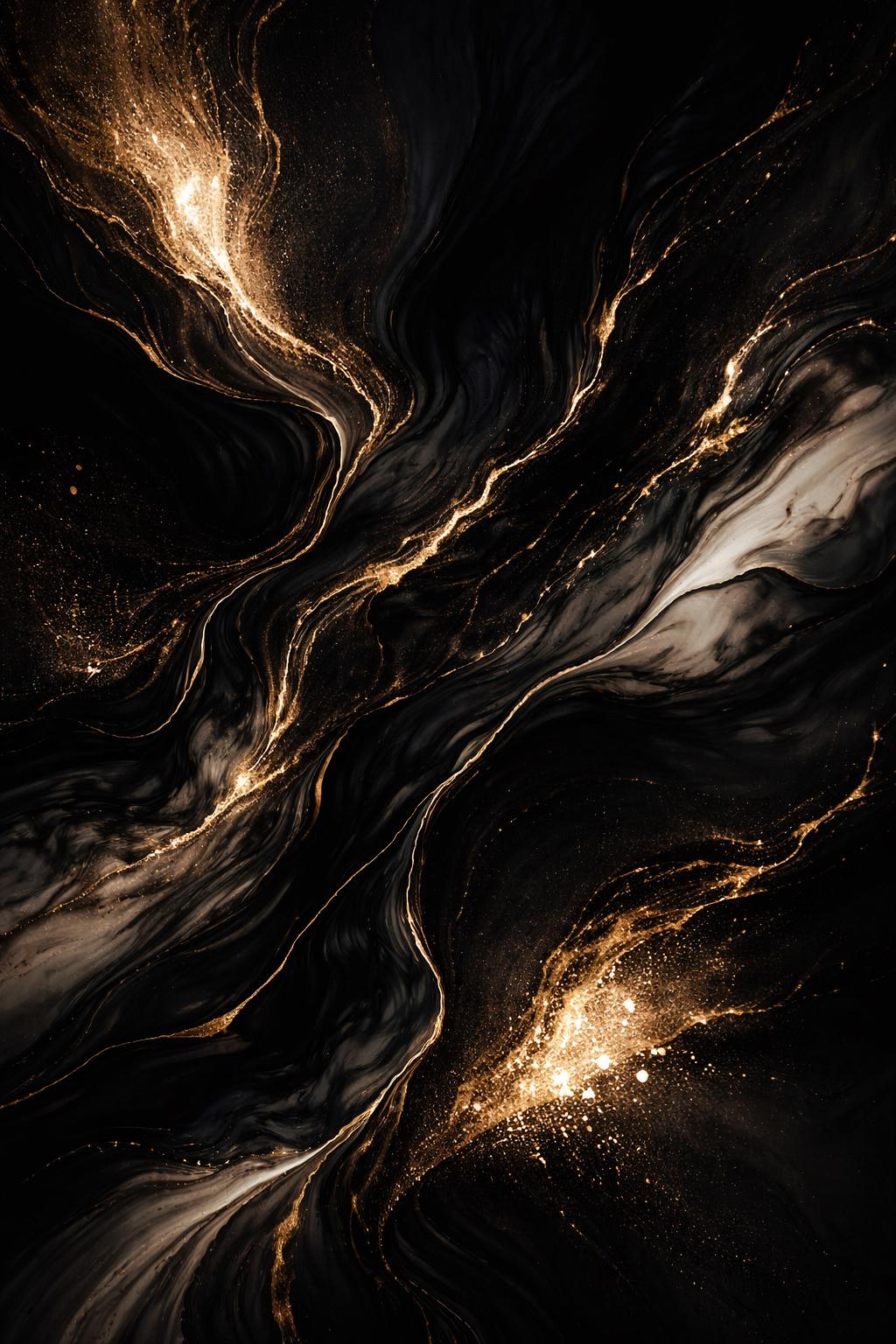 Black and Gold Abstract Wall Art, Luxury Modern Printable, Elegant Gold Vein Art, Minimal Dark Home Decor