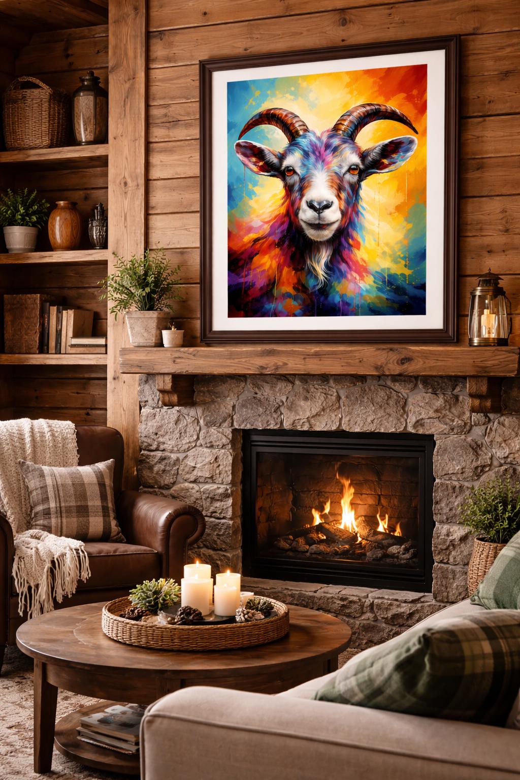 Colorful Goat Wall Art, Vibrant Farm Animal, Modern Rustic Decor, Whimsical Goat Portrait Printable