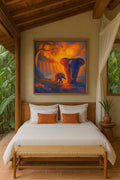 Abstract Elephant Art Print | Vibrant Sunset Safari Painting | Colorful Wildlife Wall art | Modern Animal