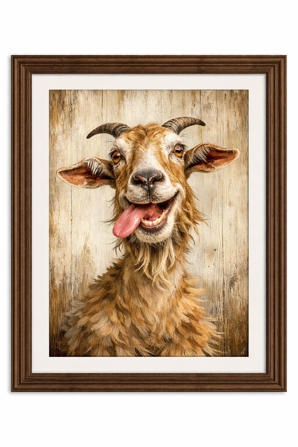 Funny Goat Wall Art, Rustic Farm Animal Print, Country Farmhouse Decor, Whimsical Goat Portrait Printable