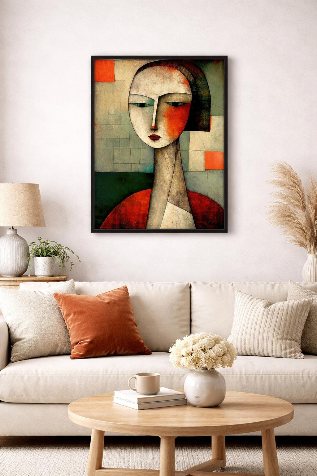 Abstract Cubist Face Wall Art, Modern Portrait Print, Geometric Surreal Art, Contemporary Printable Artwork